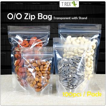 100pcs O/O Transparent Airtight Seal Zip Bag with Stand Up Pouch