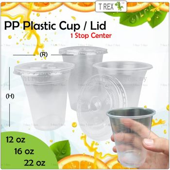 One Stop Disposable PP Plastic Cup 12Oz, 16Oz, 22oz / Lids