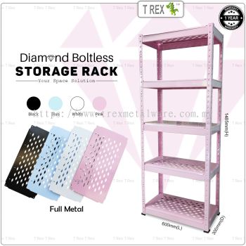 T Rex 5 Tier Diamond Metal Boltless Storage Rack (Pink)
