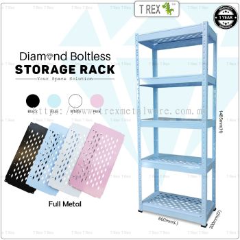 T Rex 5 Tier Diamond Metal Boltless Storage Rack (Blue)