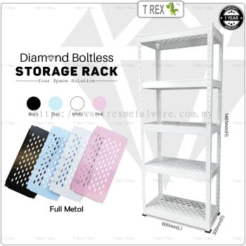 T Rex 5 Tier Diamond Metal Boltless Storage Rack (White)