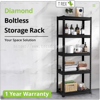 T Rex 5 Tier Diamond Metal Boltless Storage Rack (Black)