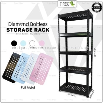 T Rex 5 Tier Diamond Metal Boltless Storage Rack (Black)