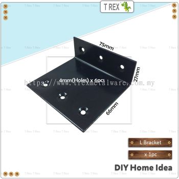 T Rex DIY 27mmx66mmx75mm L Shape Metal Bracket (Black)