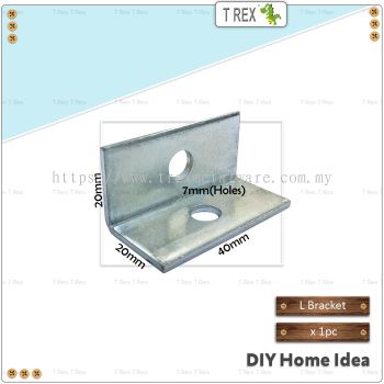 T Rex DIY 20mmx20mmx40mm L Bracket With 2 M7 Holes(Zinc)