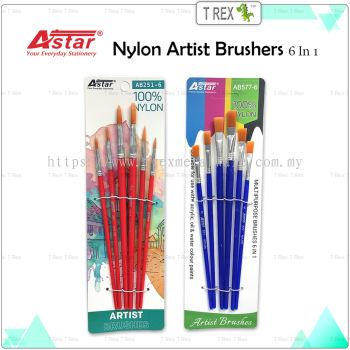 Astar 100% Nylon Artist Brushers Set 6 In 1