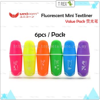 Unicorn 6s Value Pack Fluorescent Mini Highlighter