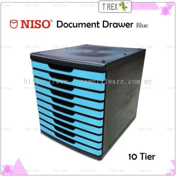 Niso 10 Tier Document Drawer - Blue