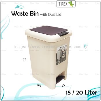 Waste Bin with Dual Lid - 15L