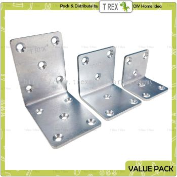 T Rex DIY VICO Multi Holes Heavy Duty L Shape Angle Joint Bracket   Steel Zinc Plated Furniture Reinforcement Support