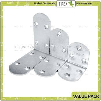T Rex DIY HANA Heavy Duty L Shape Steel Corner Bracket Half Round Multi Hole Furniture Shelf Support Zinc Plated
