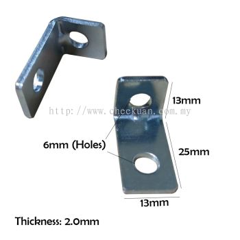 13mm x13mm x 25mm L Bracket c/w 2M6H