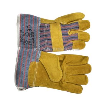 S-HG-WELD-G006 10.5" REINFORCED FABRIC LEATHER WELDING GLOVES-BROWN