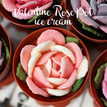 Valentine Rose Pot Ice Cream - Strawberry Yogurt