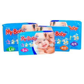 MyBaby Disposable Baby Diaper S,M,L,XL Size (Convenient) x 12 BAGS (CARTON)