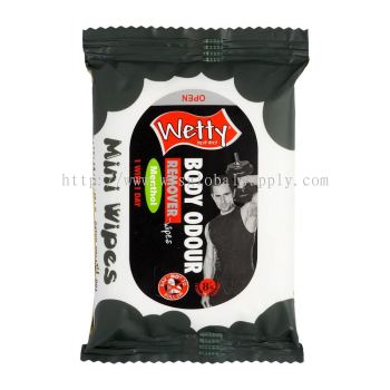 Wetty Body Odour Remover Mentol Mini Wipes 8 PCS 