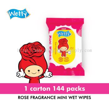 Wetty Rose Mini Wet Wipes 8 PCS x 144 Packs (CARTON)