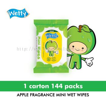Wetty Apple Mini Wet Wipes 8 PCS x 144 Packs (CARTON)