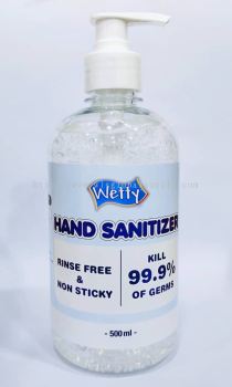 Wetty Antibacterial Hand Sanitizer 500ml (Gel Type) 75% Alcohol 