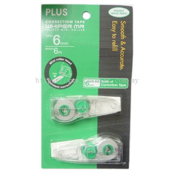 PLUS CORRECTION TAPE REFILL 2 IN 1 6MM X 6M WH-606R