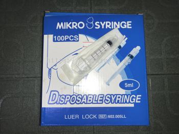 SYRINGE 5ML LUER LOCK -100PCS (RM30)