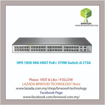 HPE JL173A: OfficeConnect 1850 48G 4XGT PoE+ 370W 48 port 10/100/1000 Mbps 1-24 PoE+ c/w 4x10GBase-T Switch