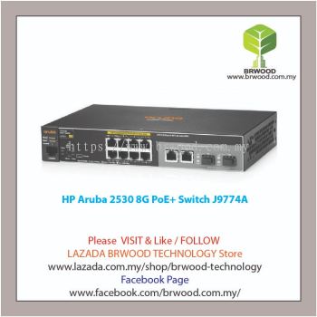 HP Aruba J9774A: Aruba 2530 8 port 10/100/1000 Mbps PoE+ c/w 2-GBase-T 2xSFP Switch