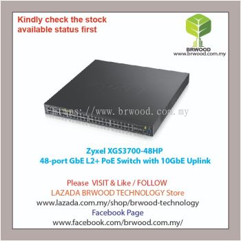 Zyxel XGS3700-48HP: 48-port GbE L2+ PoE Switch with 10GbE Uplink