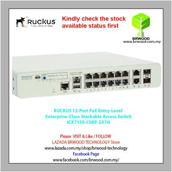 Ruckus ICX7150-C12P-2X1G: 12-Port PoE+ Entry-Level Enterprise-Class Stackable Access Switch