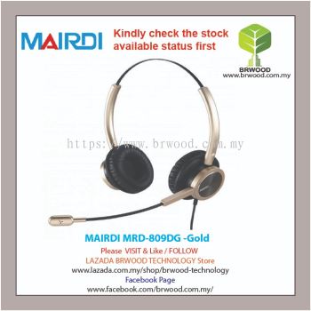 MAIRDI MRD-809DG: Double ear (Binaural) gooseneck mic boom with noise cancelling -Gold