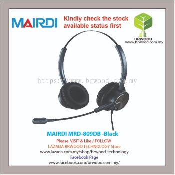 MAIRDI MRD-809DB : DOUBLE EAR (BINAURAL) GOOSENECK MIC BOOM WITH NOISE CANCELLING -BLACK