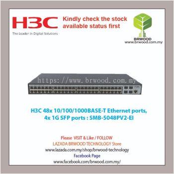 H3C SMB-5048PV2-EI: 48x 10/100/1000BASE-T Ethernet ports, 4x 1G SFP ports