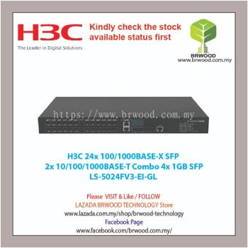 H3C LS-5024FV3-EI-GL: 24x 10/100/1000BASE-T PoE+ w/ 4x 1000BASE-X SFP Ports 