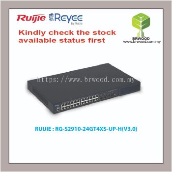 RUIJIE RG-S2910-24GT4XS-UP-H(V3.0): RG-S2910 24-PORT GIGABIT L2+ MANAGED HPOE SWITCH WITH 4-SFP+ (370W)