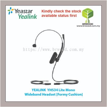 YEALINK YHS34 LITE: MONO WIDEBAND HEADSET [FORMY CUSHION] FOR YEALINK IP PHONE