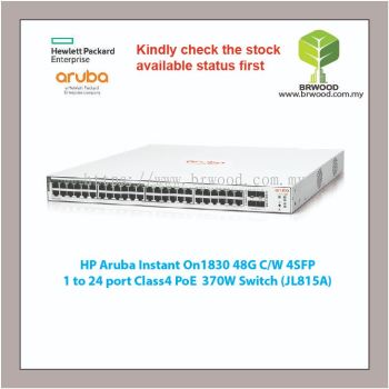 HP ARUBA JL815A: INSTANT ON 48G C/W 4SFP 370W POE SWITCH (PORT 1 TO 24 CLASS 4 POE)