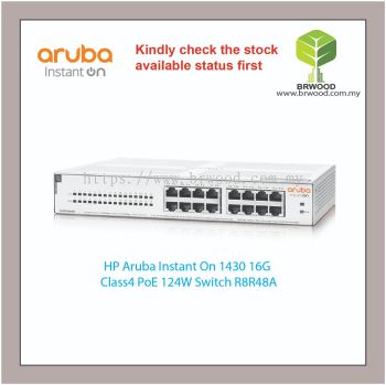 HP Aruba R8R48A:  Instant On 1430 16G  Class4 PoE 124W Switch 