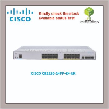 CISCO CBS220-24FP-4X-UK : Cisco Business 220 24-port GE, Full POE 382 W power budget, 4 x 10G SFP+ Smart Switches