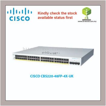 CISCO CBS220-48FP-4X-UK : Cisco Business 220 48-port GE, Full PoE 740W power budget, 4x10G SFP+ Smart Switches