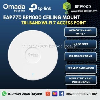 OMADA TP-LINK EAP770: BE11000 Ceiling Mount Tri-Band Wi-Fi 7 Access Point