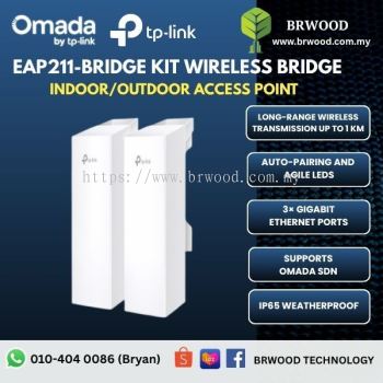 OMADA TP-LINK EAP211-BRIDGE KIT: Wireless Bridge 5 GHz 867 Mbps Indoor/Outdoor Access Point