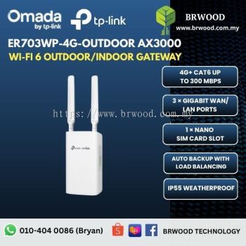 OMADA TP-LINK ER703WP-4G-OUTDOOR: Omada 4G+ Cat6 AX3000 Wi-Fi 6 Outdoor/Indoor Gateway
