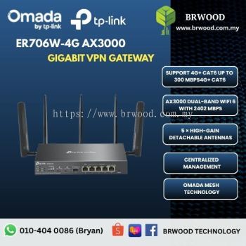 OMADA TP-LINK ER706W-4G: Omada 4G+ Cat6 AX3000 Gigabit VPN Gateway