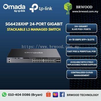 OMADA TP-LINK SG6428XHP: Campus 24-Port Gigabit Stackable L3 Managed Switch with 4�� 10G Slots