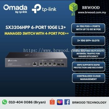 OMADA TP-LINK SX3206HPP: 6-Port 10GE L2+ Managed Switch with 4-Port PoE++