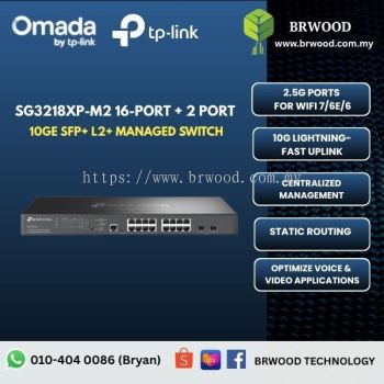OMADA TP-LINK SG3218XP-M2: 16-Port 2.5G and 2-Port 10GE SFP+ L2+ Managed Switch with 8-Port PoE+