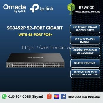 OMADA TP-LINK SG3452P: Omada Access 52-Port Gigabit Switch with 48-Port PoE+