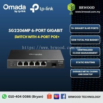 OMADA TP-LINK SG2206MP: Omada Access 6-Port Gigabit Switch with 4-Port PoE+