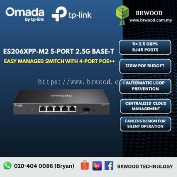 OMADA TP-LINK ES206XPP-M2: Omada 5-Port 2.5G BASE-T And 1-Port 10GE SFP+ Easy Managed Switch With 4-Port PoE++