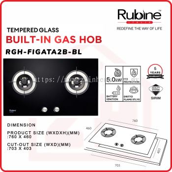 RUBINE 2 Burner Gas Cooker Hob RGH-FIGATA2B